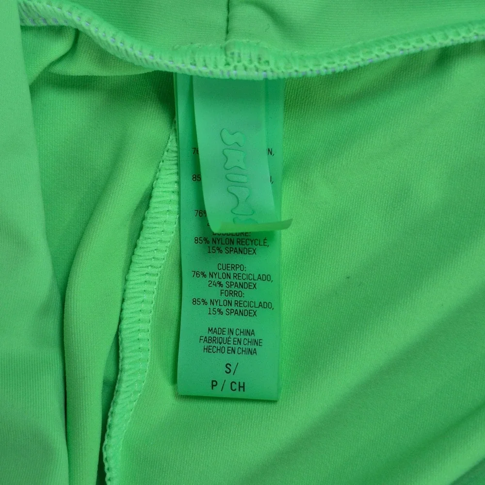 SKIMS Swim Sarong Set Womens Small Neon Lime Green Skirt Triangle Top